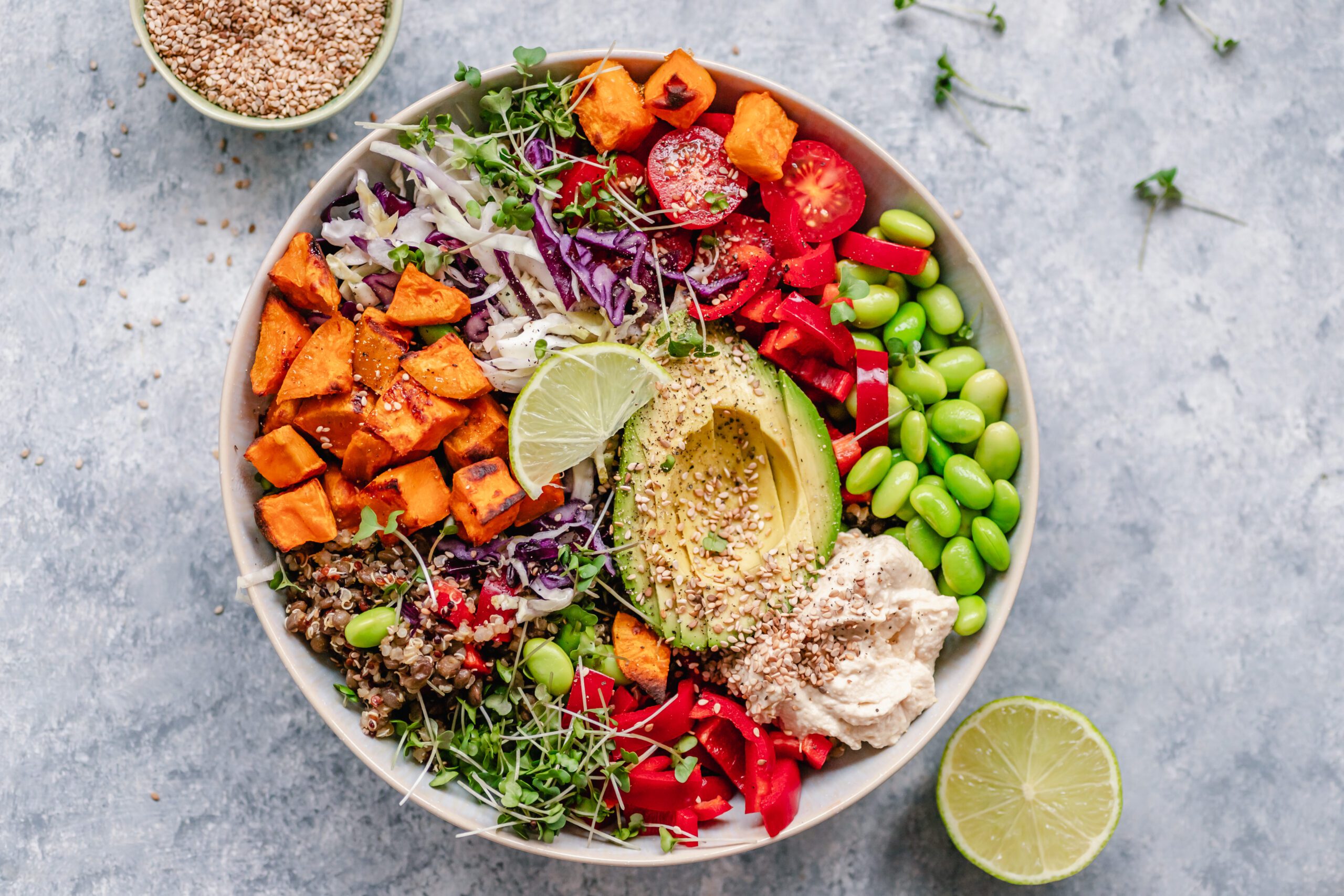 Colourful vegan bowl with quinoa and sweet potato Bridgeport In-Home Fitness